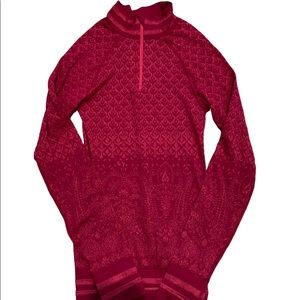 Womens Athleta Nordic print seamless pink quarter zip size long sleeve xs